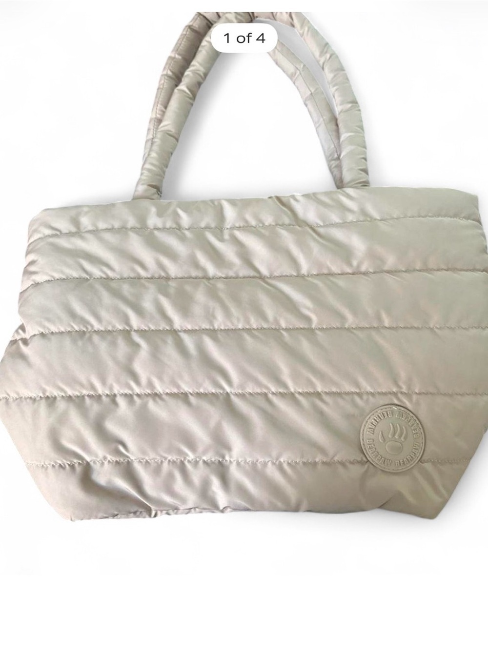 BearPaw Quilted Puffer Tote in Light Beige